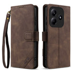 AZNS A2 for Xiaomi Redmi Note 14 5G Leather Case with Wrist Strap RFID Blocking Wallet Stand Phone Cover