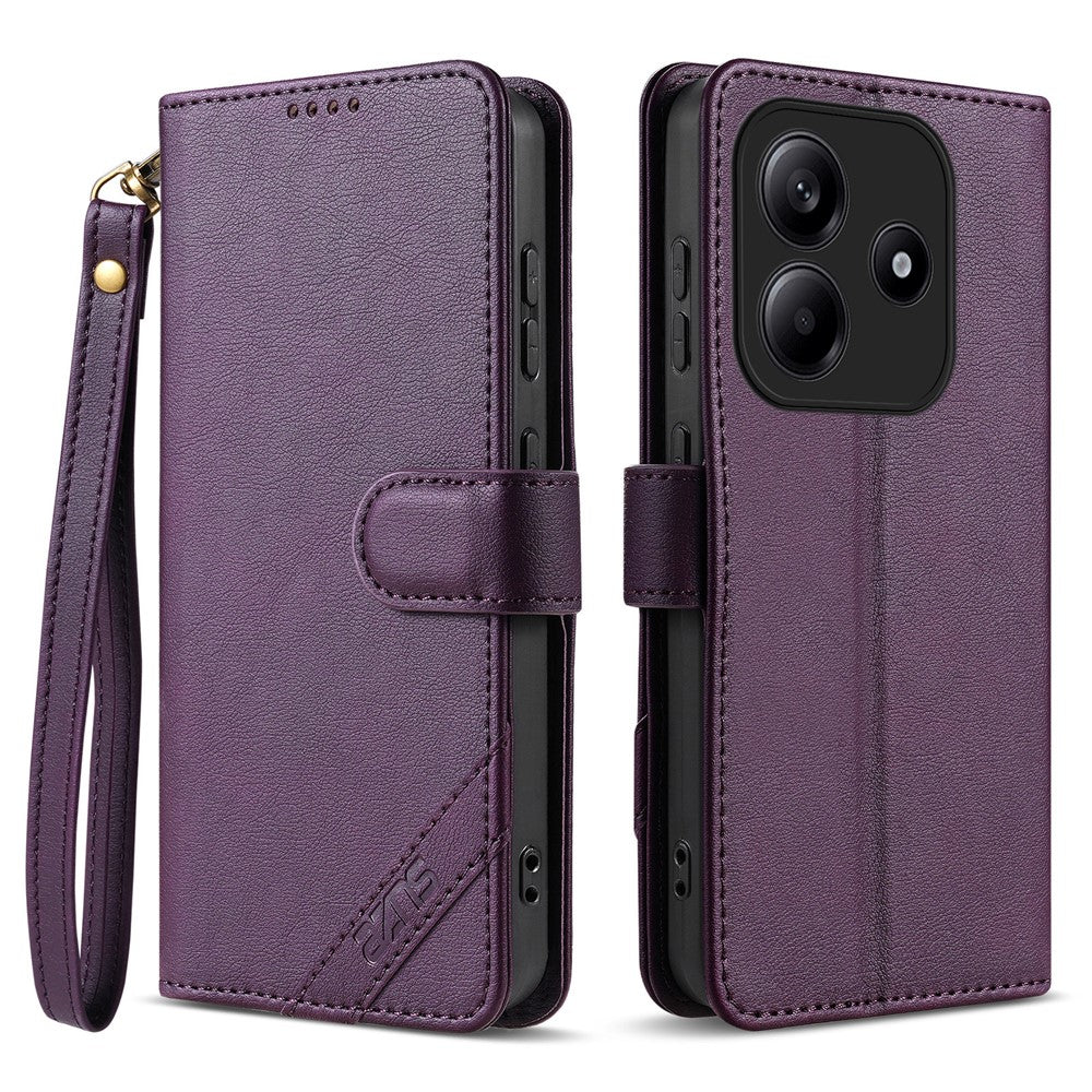 AZNS A2 för Xiaomi Redmi Note 14 5G Läderfodral med Handledsrem RFID-blockerande Plånboksfodral
