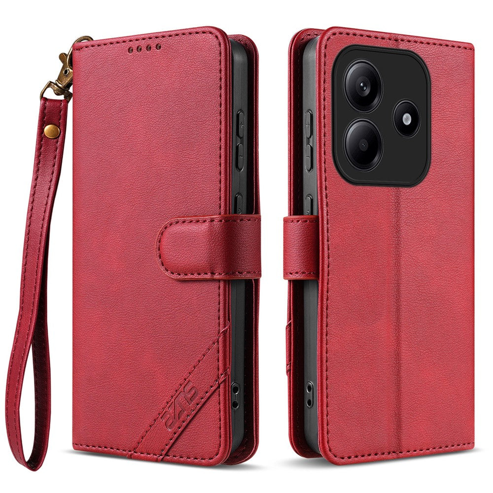 AZNS A2 for Xiaomi Redmi Note 14 5G Leather Case with Wrist Strap RFID Blocking Wallet Stand Phone Cover