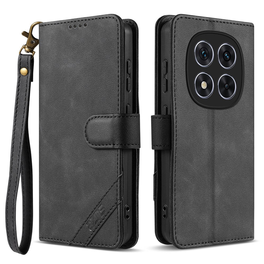 AZNS A2 for Xiaomi Redmi Note 14 Pro 5G  /  Poco X7 5G Leather Case with Wrist Strap RFID Blocking Wallet Stand Phone Cover
