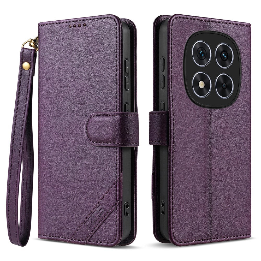 AZNS A2 for Xiaomi Redmi Note 14 Pro 5G  /  Poco X7 5G Leather Case with Wrist Strap RFID Blocking Wallet Stand Phone Cover