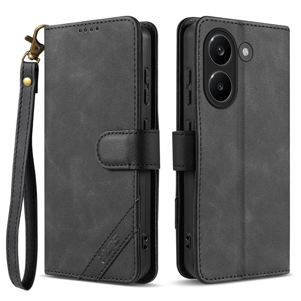 AZNS A2 for Xiaomi Poco X8 Pro 5G / Redmi Turbo 5 5G Leather Case with Wrist Strap RFID Blocking Wallet Stand Phone Cover