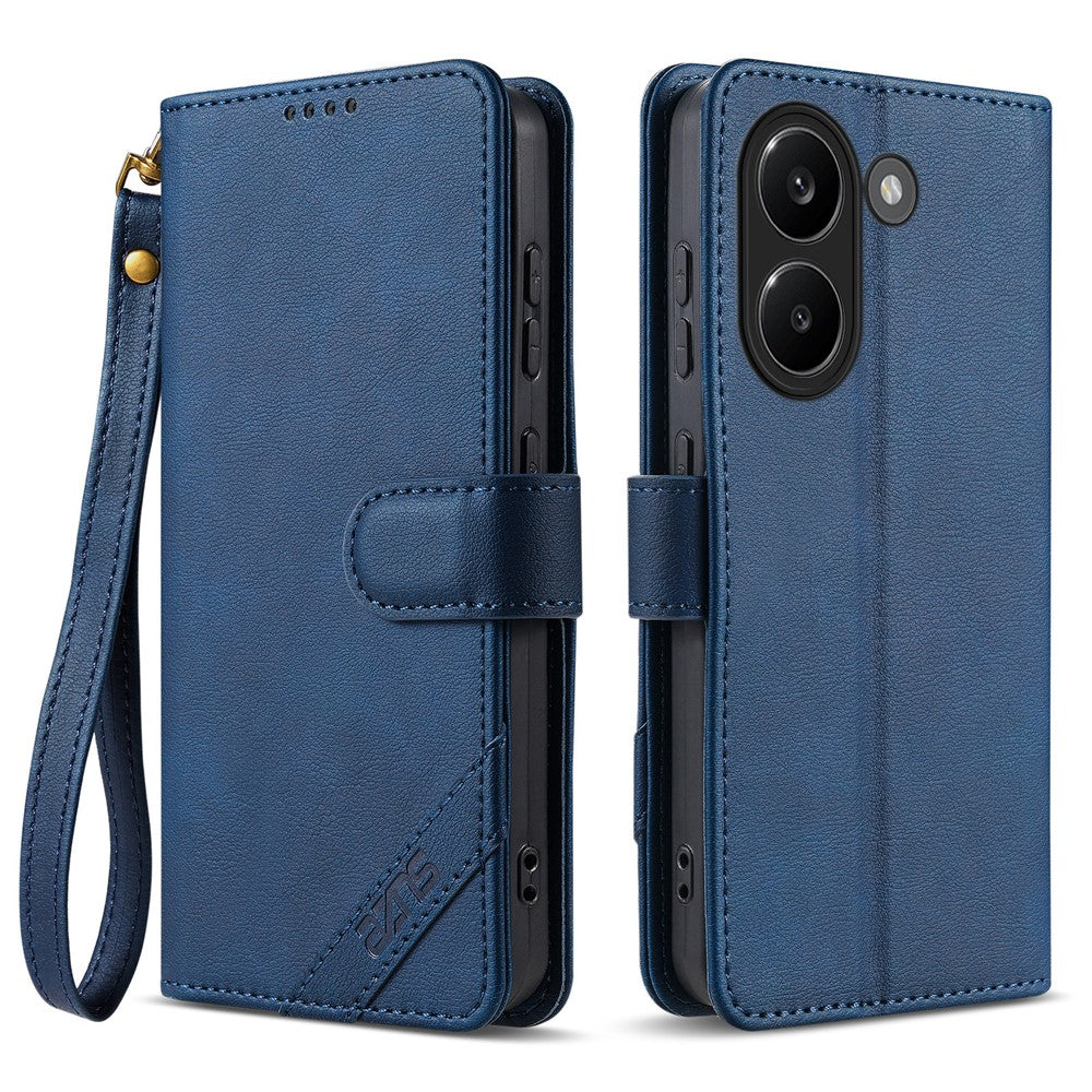 AZNS A2 for Xiaomi Poco X8 Pro 5G / Redmi Turbo 5 5G Leather Case with Wrist Strap RFID Blocking Wallet Stand Phone Cover