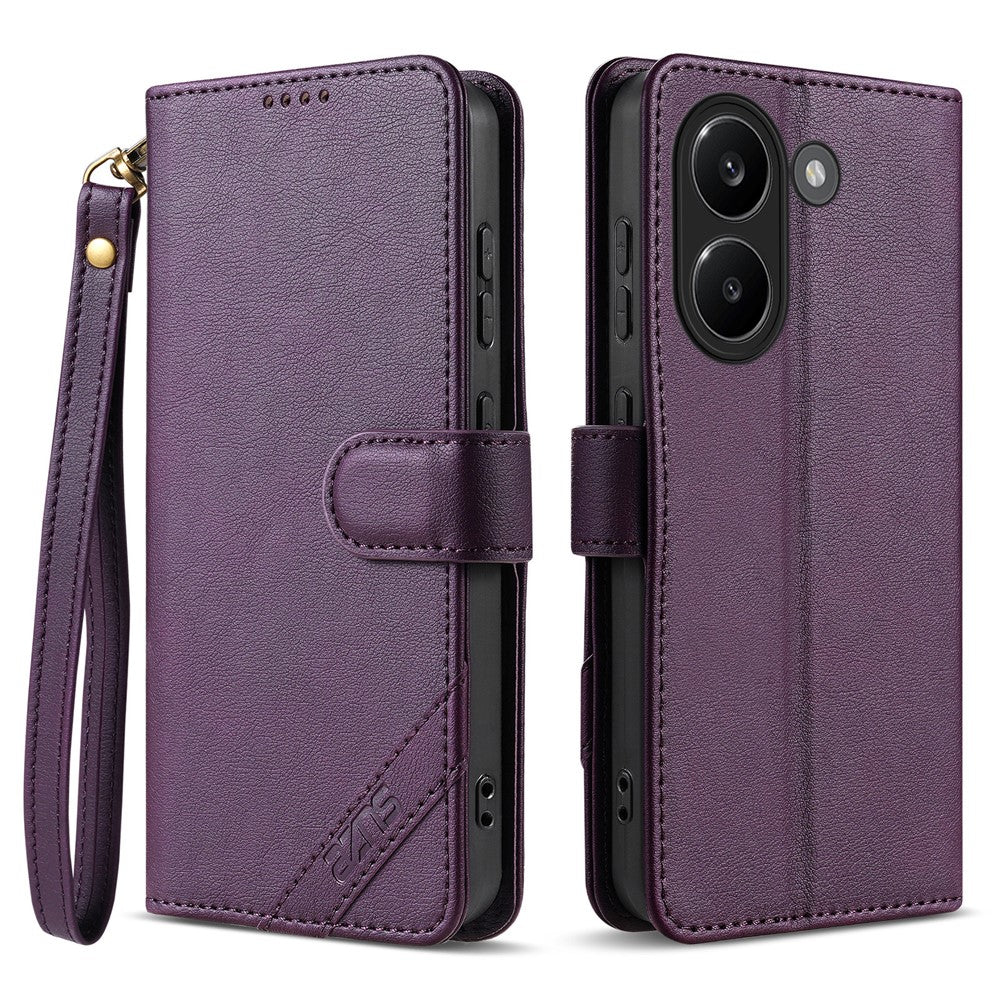 AZNS A2 for Xiaomi Poco X8 Pro 5G / Redmi Turbo 5 5G Leather Case with Wrist Strap RFID Blocking Wallet Stand Phone Cover