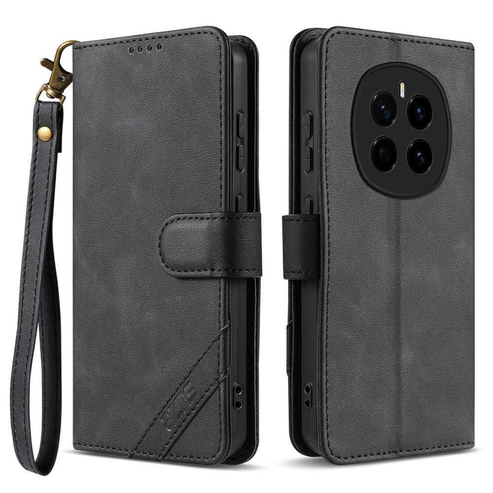 AZNS A2 for Honor Magic7 5G Leather Case with Wrist Strap RFID Blocking Wallet Stand Phone Cover