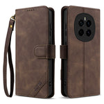 AZNS A2 for Honor Magic7 5G Leather Case with Wrist Strap RFID Blocking Wallet Stand Phone Cover