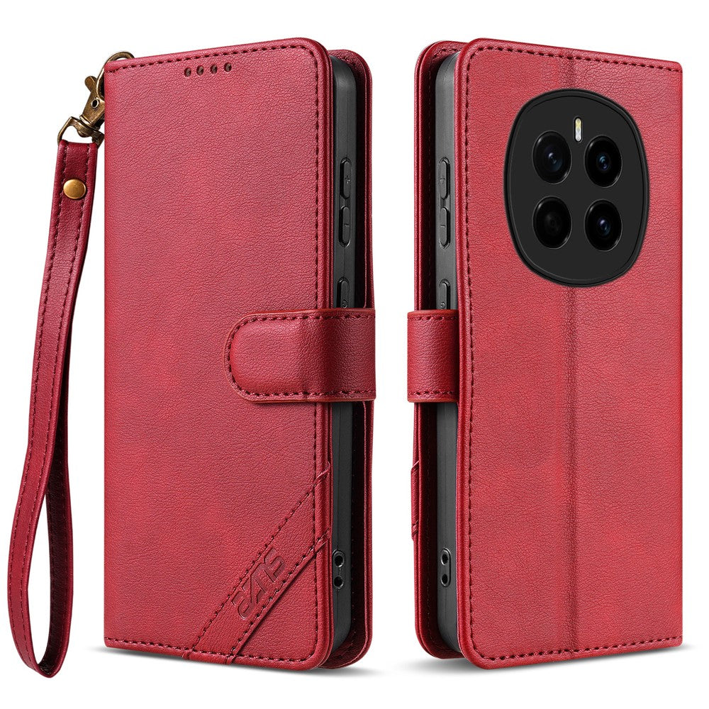 AZNS A2 for Honor Magic7 5G Leather Case with Wrist Strap RFID Blocking Wallet Stand Phone Cover
