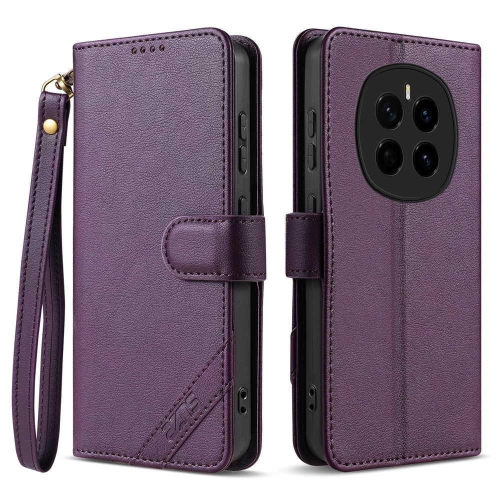 AZNS A2 for Honor Magic7 5G Leather Case with Wrist Strap RFID Blocking Wallet Stand Phone Cover