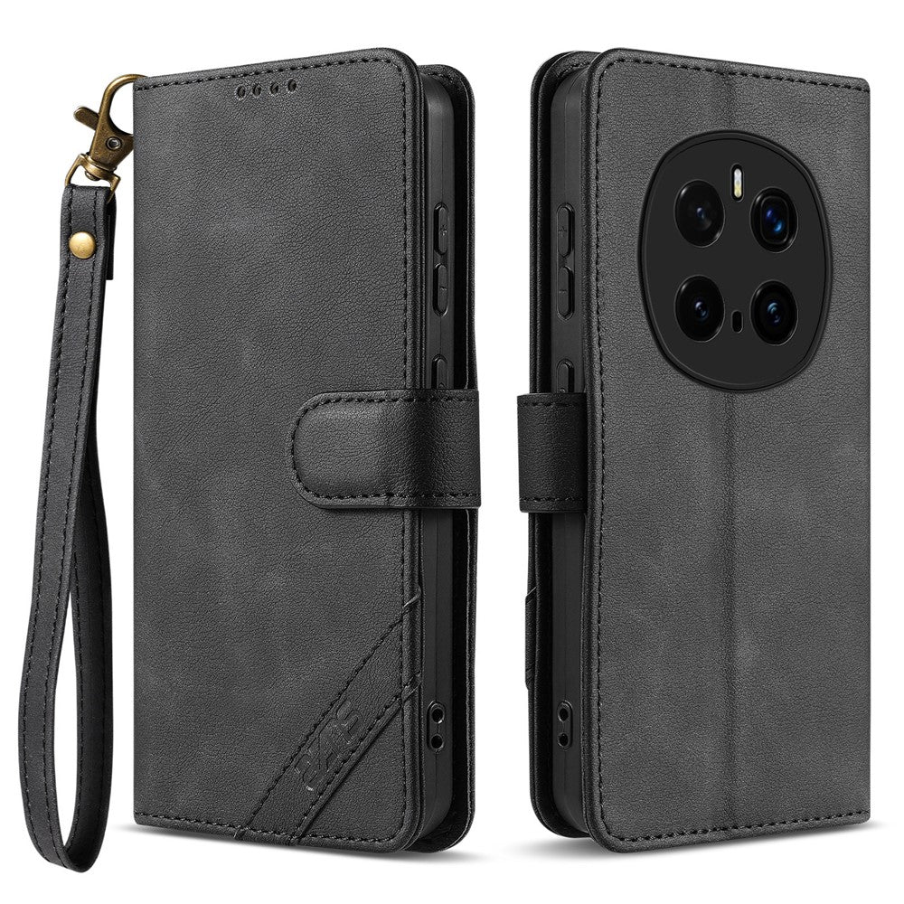 AZNS A2 for Honor Magic7 Pro 5G Leather Case with Wrist Strap RFID Blocking Wallet Stand Phone Cover