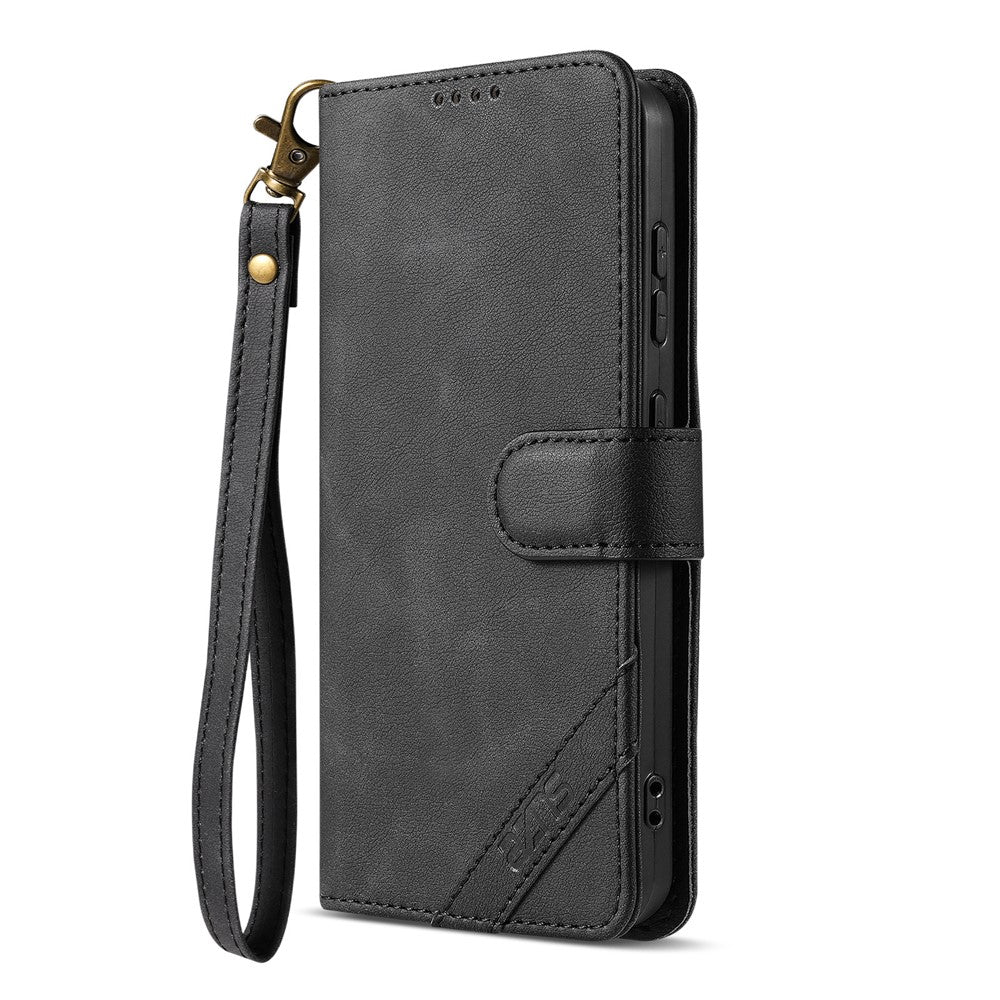 AZNS A2 for Honor Magic7 Pro 5G Leather Case with Wrist Strap RFID Blocking Wallet Stand Phone Cover