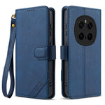 AZNS A2 for Honor Magic7 Pro 5G Leather Case with Wrist Strap RFID Blocking Wallet Stand Phone Cover