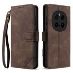 AZNS A2 for Honor Magic7 Pro 5G Leather Case with Wrist Strap RFID Blocking Wallet Stand Phone Cover
