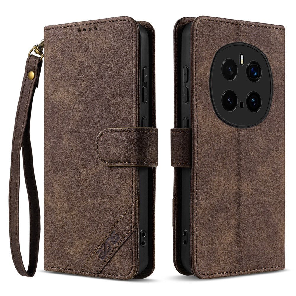 AZNS A2 for Honor Magic7 Pro 5G Leather Case with Wrist Strap RFID Blocking Wallet Stand Phone Cover