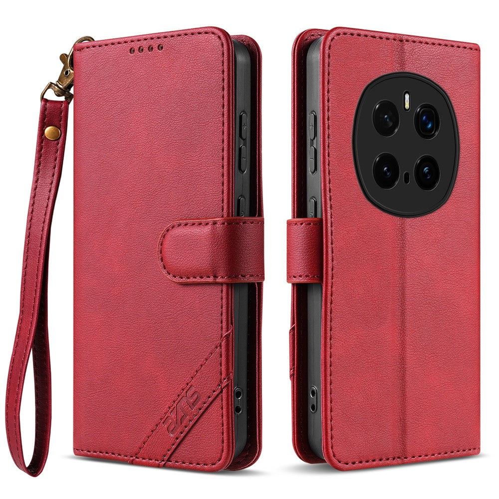 AZNS A2 for Honor Magic7 Pro 5G Leather Case with Wrist Strap RFID Blocking Wallet Stand Phone Cover