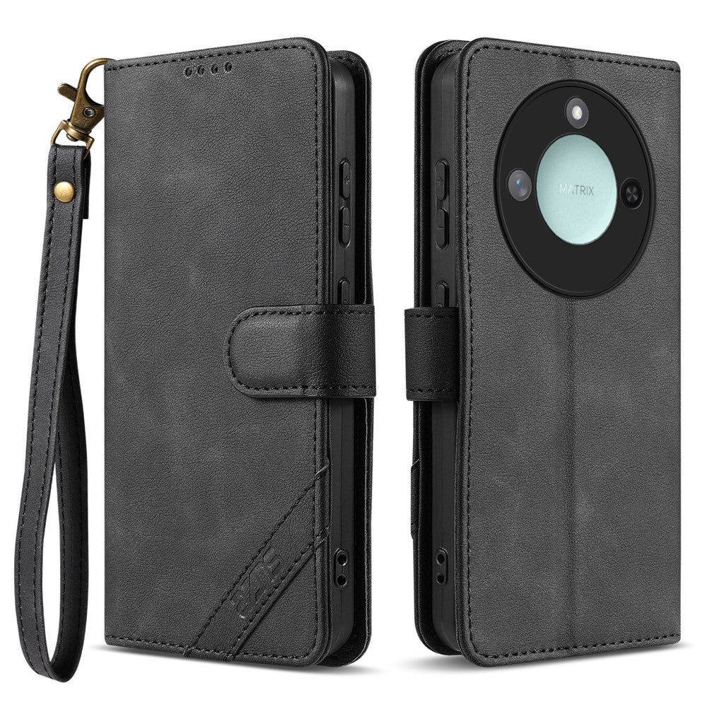 AZNS A2 for Honor X60 5G  /  X9c Smart 5G Leather Case with Wrist Strap RFID Blocking Wallet Stand Phone Cover