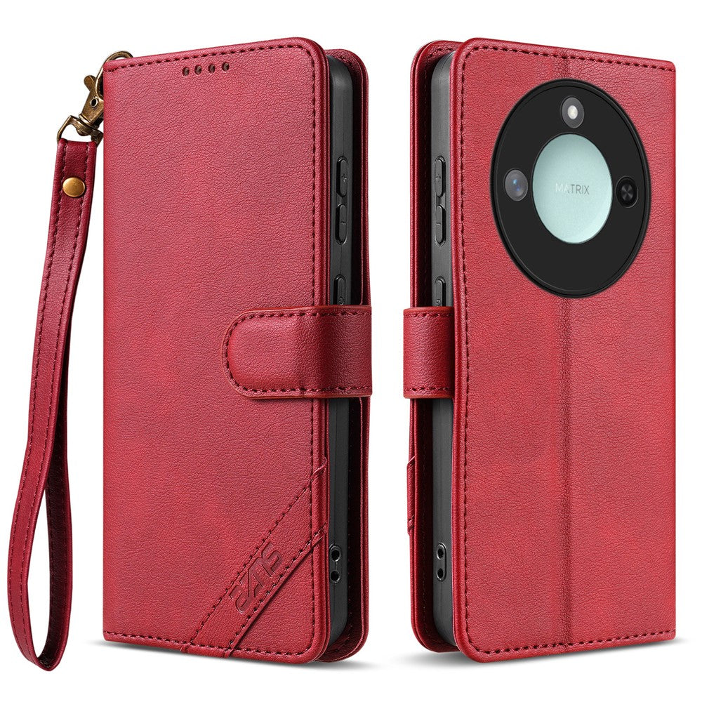 AZNS A2 for Honor X60 5G  /  X9c Smart 5G Leather Case with Wrist Strap RFID Blocking Wallet Stand Phone Cover