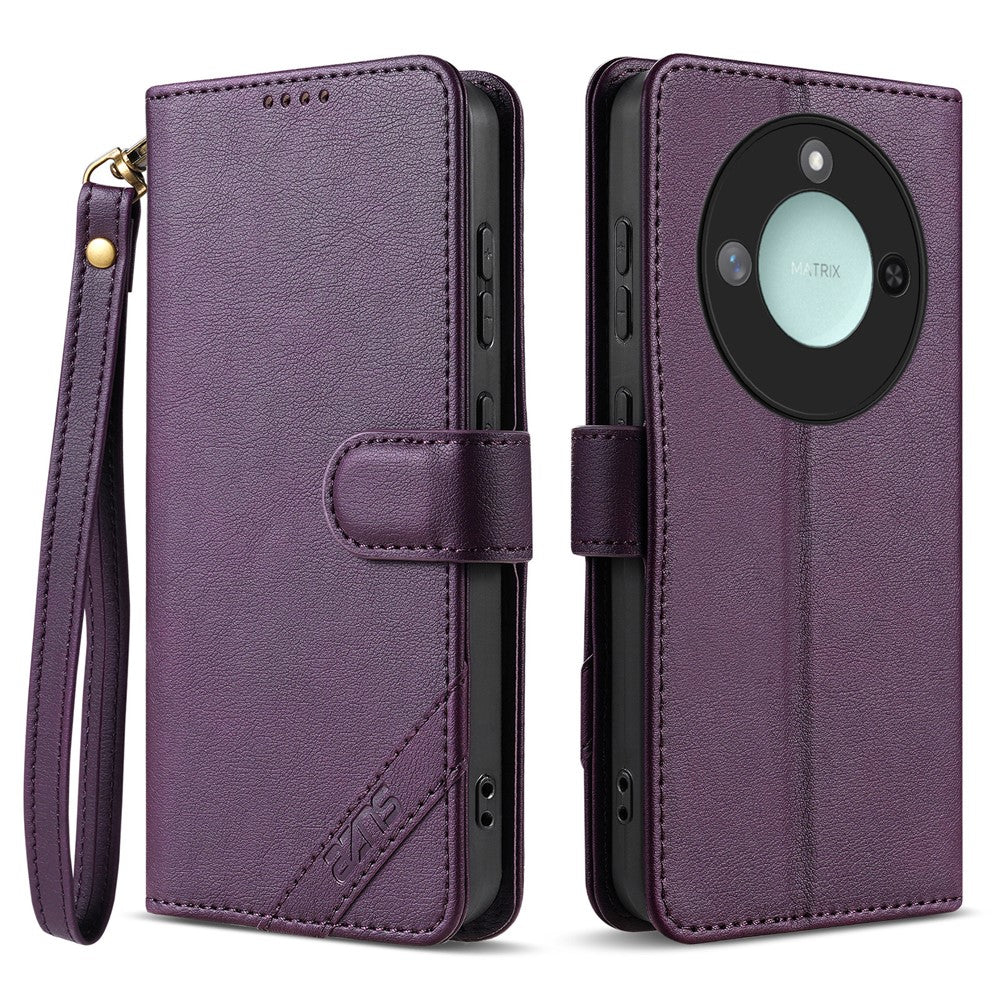 AZNS A2 for Honor X60 5G  /  X9c Smart 5G Leather Case with Wrist Strap RFID Blocking Wallet Stand Phone Cover