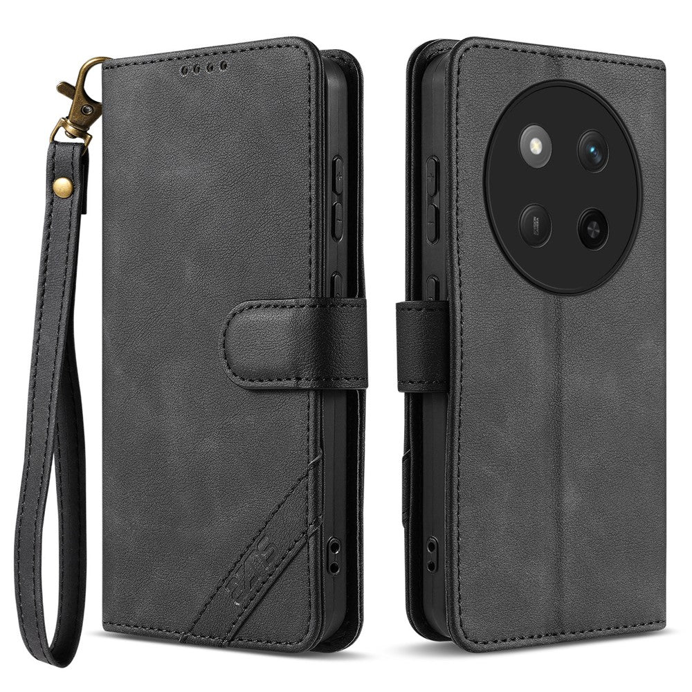 AZNS A2 Phone Case for Honor X60 Pro 5G  /  X9c 5G  /  Magic7 Lite 5G Leather Case with Wrist Strap RFID Blocking Wallet Stand Phone Cover