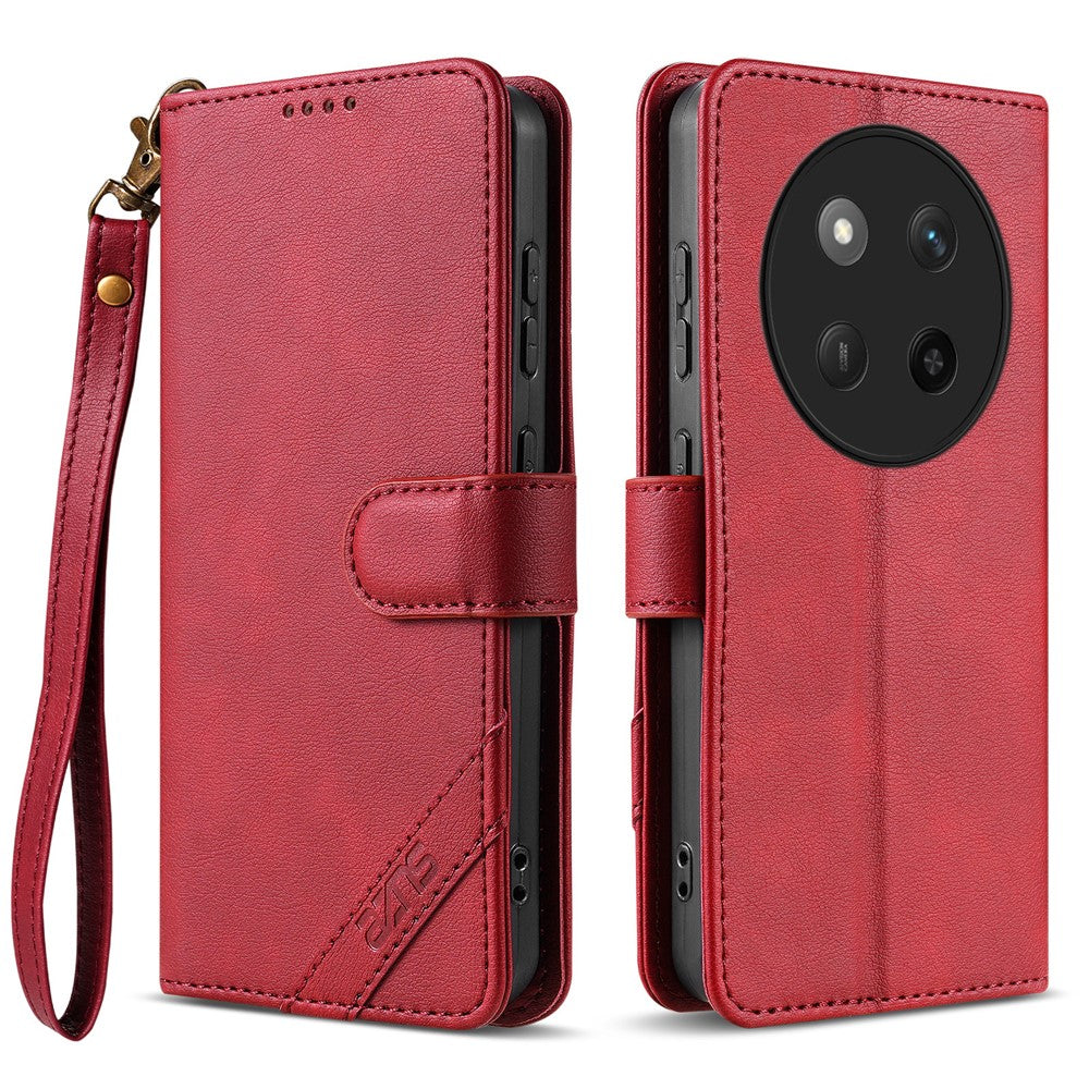 AZNS A2 Phone Case for Honor X60 Pro 5G  /  X9c 5G  /  Magic7 Lite 5G Leather Case with Wrist Strap RFID Blocking Wallet Stand Phone Cover