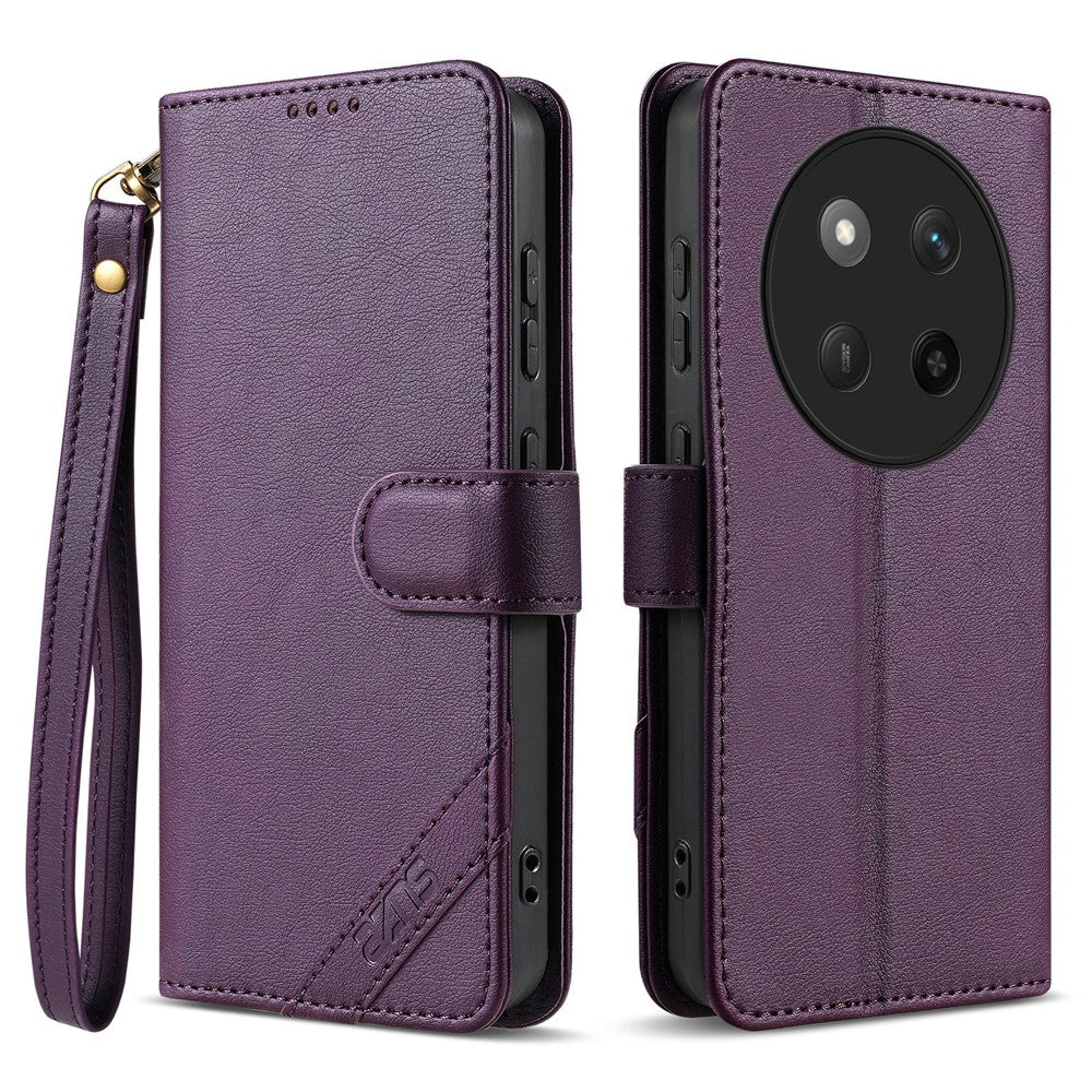 AZNS A2 Phone Case for Honor X60 Pro 5G  /  X9c 5G  /  Magic7 Lite 5G Leather Case with Wrist Strap RFID Blocking Wallet Stand Phone Cover