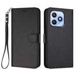 For Honor X8d 4G Leather Case Wallet Stand Phone Cover with Wrist Strap