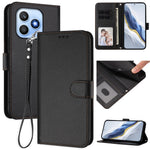 For Honor X8d 4G Leather Case Wallet Stand Phone Cover with Wrist Strap