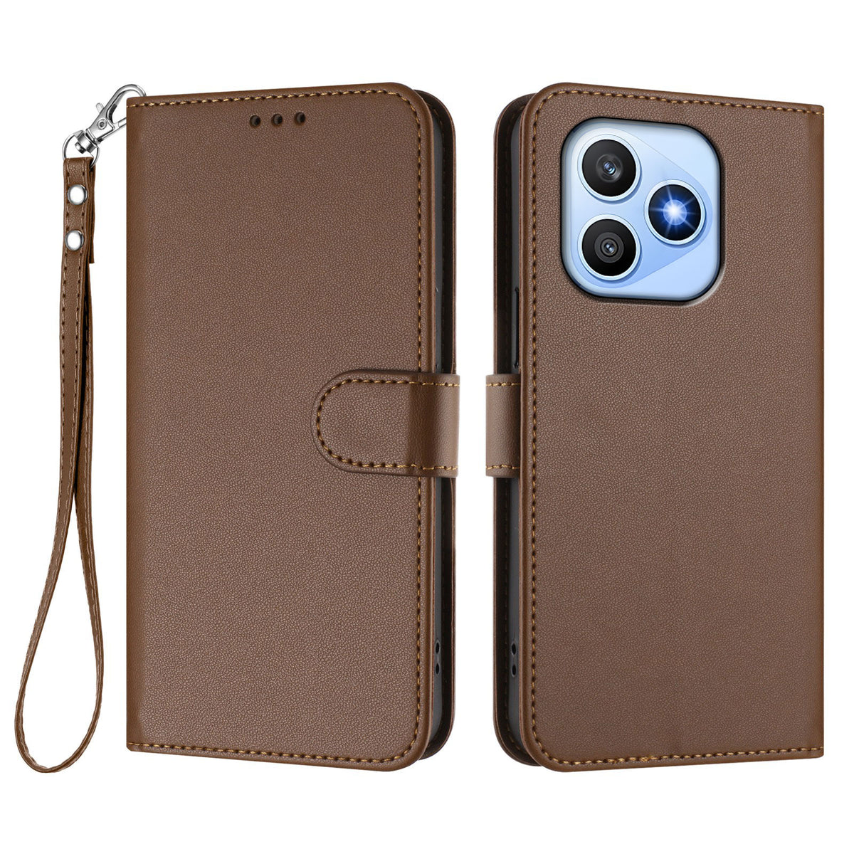 For Honor X8d 4G Leather Case Wallet Stand Phone Cover with Wrist Strap