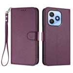 For Honor X8d 4G Leather Case Wallet Stand Phone Cover with Wrist Strap