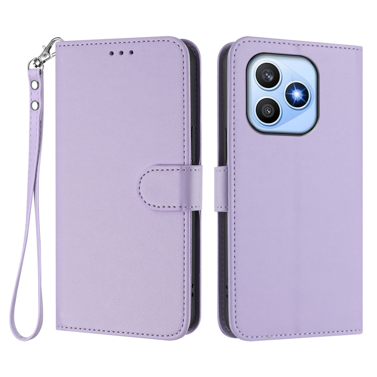For Honor X8d 4G Leather Case Wallet Stand Phone Cover with Wrist Strap