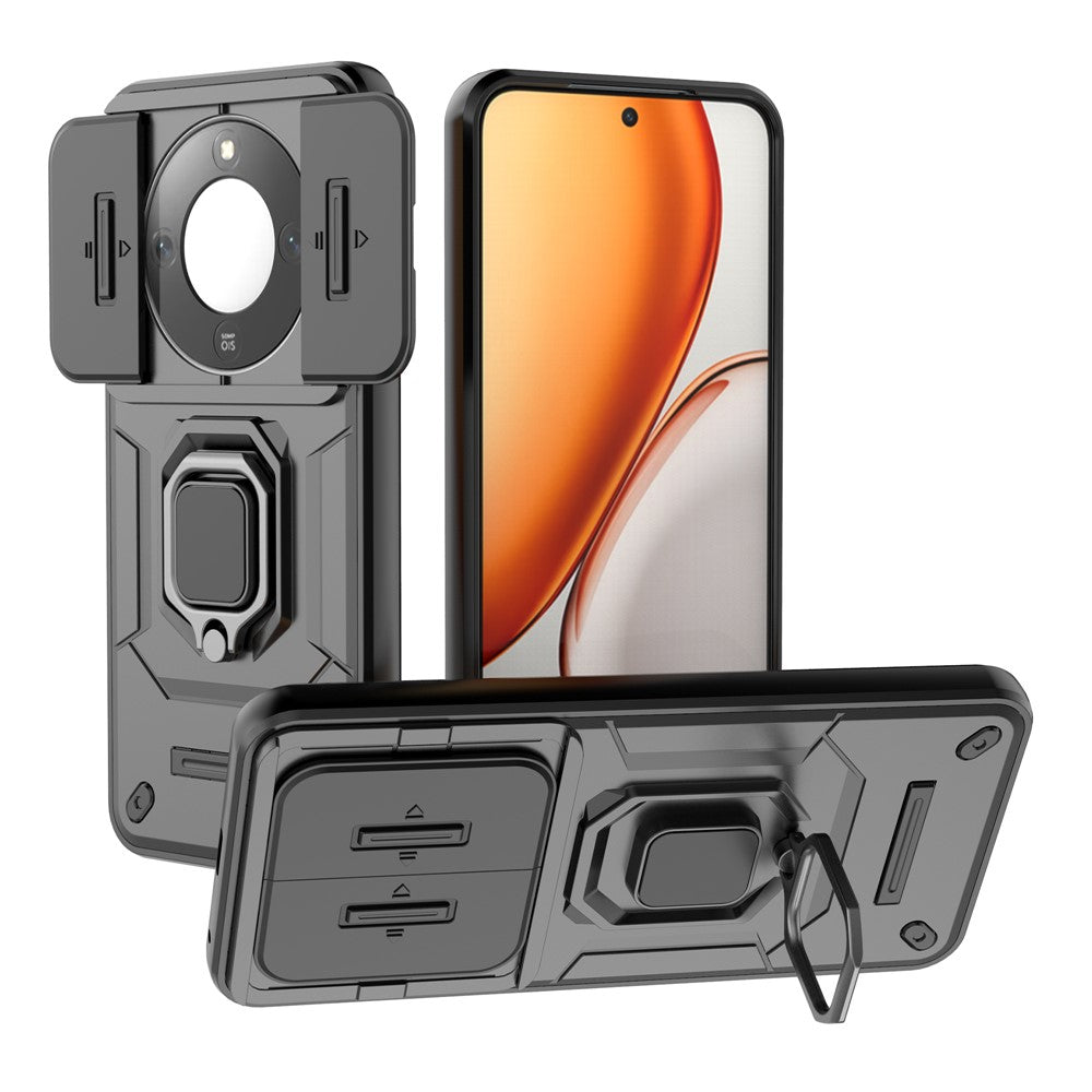 Kickstand Case for Honor Magic8 Lite 5G  /  X9d 5G  /  X70 5G PC + TPU Phone Protector with Lens Cover