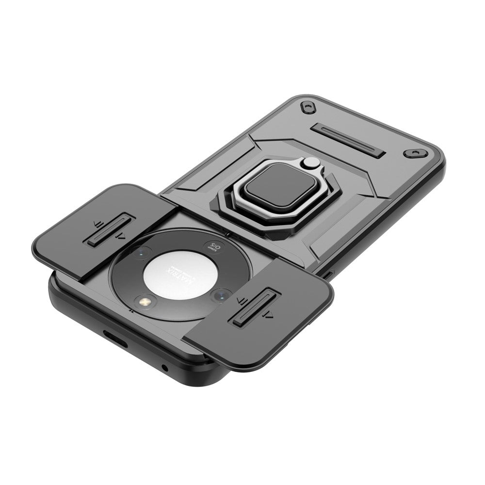 Kickstand Case for Honor Magic8 Lite 5G  /  X9d 5G  /  X70 5G PC + TPU Phone Protector with Lens Cover