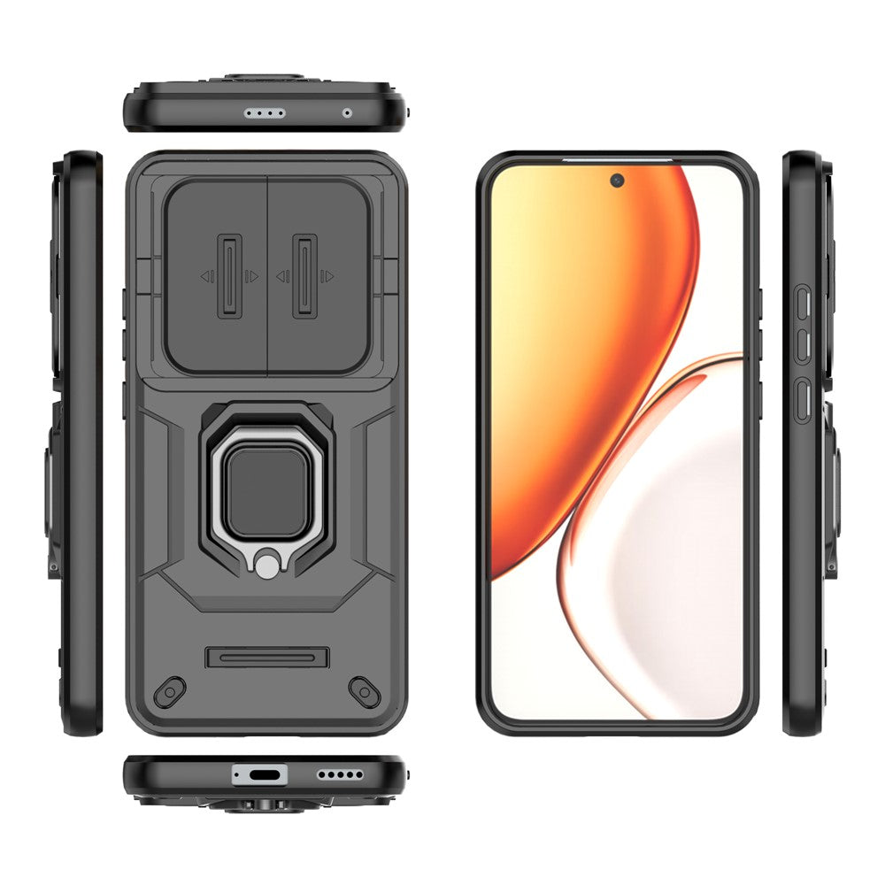 Kickstand Case for Honor Magic8 Lite 5G  /  X9d 5G  /  X70 5G PC + TPU Phone Protector with Lens Cover