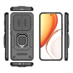 Kickstand Case for Honor Magic8 Lite 5G  /  X9d 5G  /  X70 5G PC + TPU Phone Protector with Lens Cover