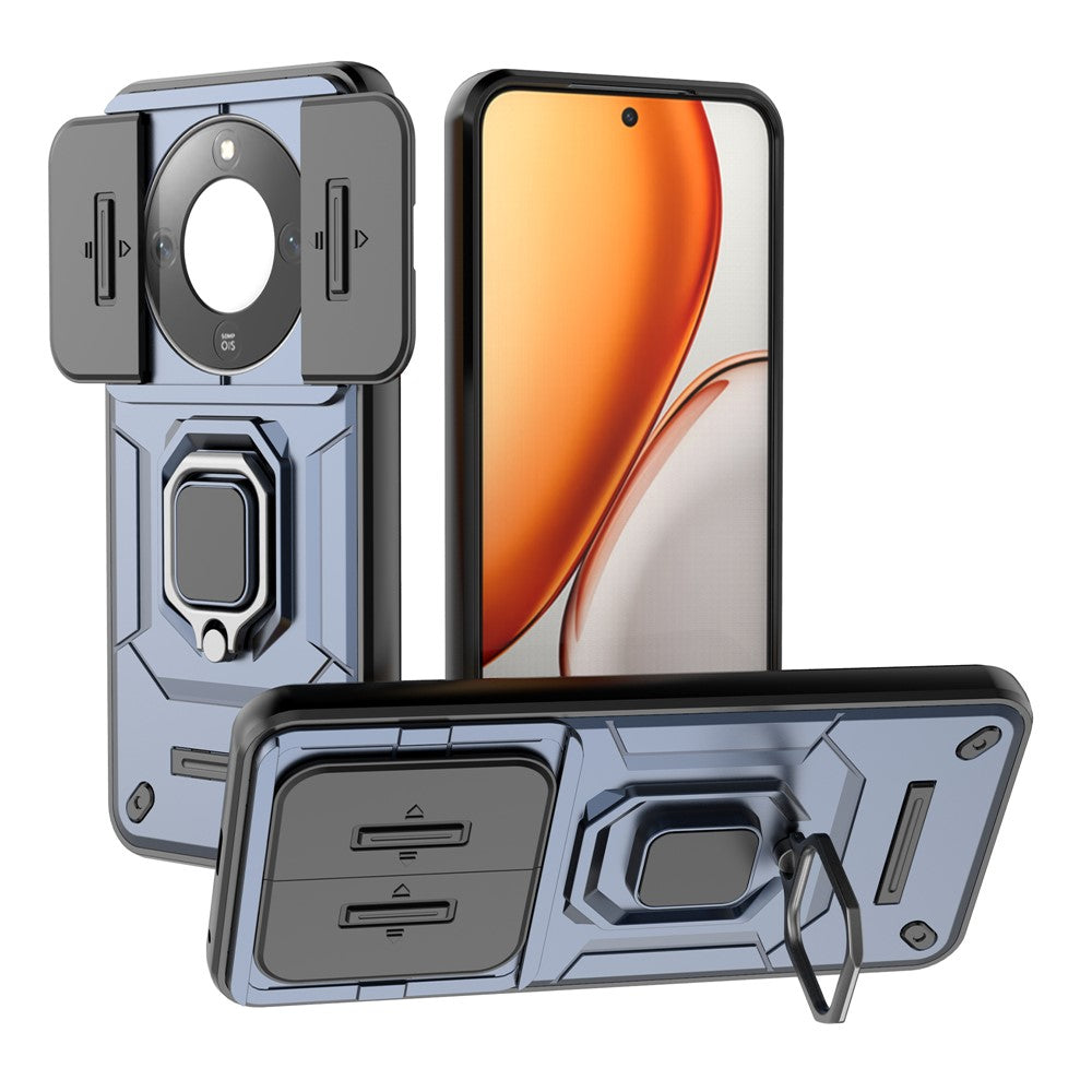 Kickstand Case for Honor Magic8 Lite 5G  /  X9d 5G  /  X70 5G PC + TPU Phone Protector with Lens Cover