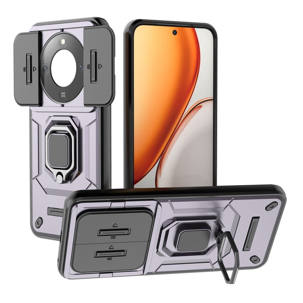 Kickstand Case for Honor Magic8 Lite 5G  /  X9d 5G  /  X70 5G PC + TPU Phone Protector with Lens Cover