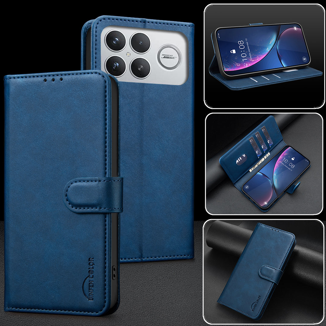 BINFEN COLOR För Xiaomi Poco F9 Ultra / Poco F8 Ultra / Redmi K90 Pro Max 5G BF37 Skal RFID-blockerande plånboksfodral i läder