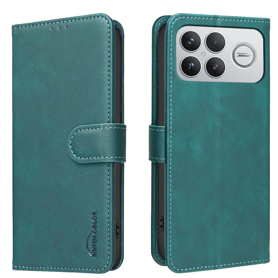 BINFEN COLOR För Xiaomi Poco F9 Ultra / Poco F8 Ultra / Redmi K90 Pro Max 5G BF37 Skal RFID-blockerande plånboksfodral i läder