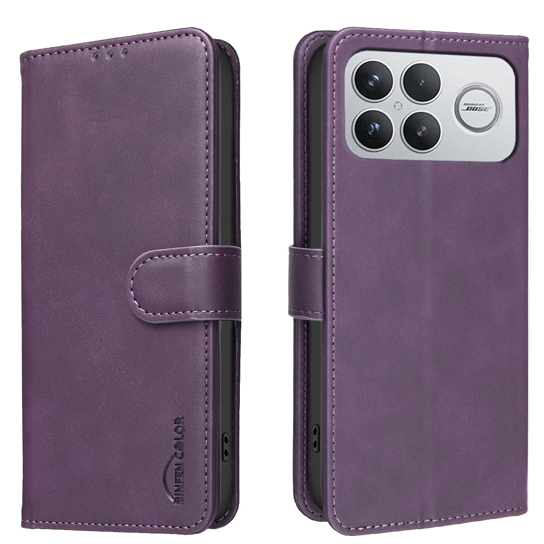 BINFEN COLOR För Xiaomi Poco F9 Ultra / Poco F8 Ultra / Redmi K90 Pro Max 5G BF37 Skal RFID-blockerande plånboksfodral i läder