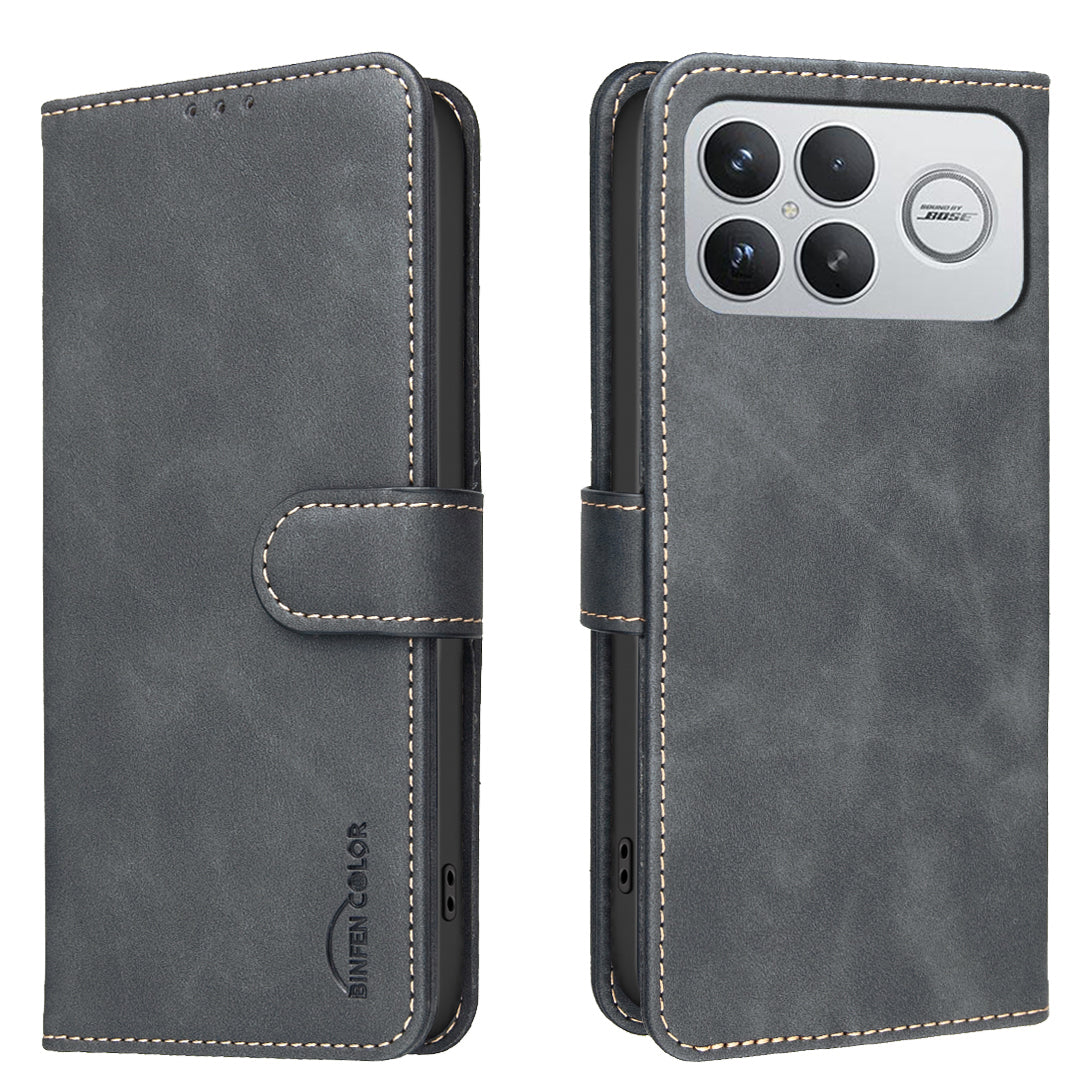 BINFEN COLOR För Xiaomi Poco F9 Ultra / Poco F8 Ultra / Redmi K90 Pro Max 5G BF37 Skal RFID-blockerande plånboksfodral i läder