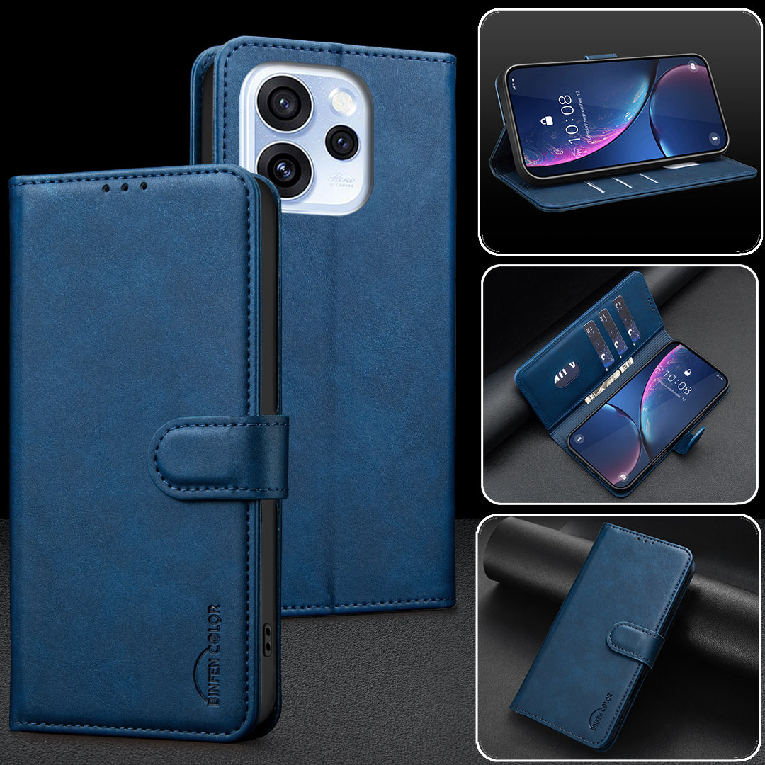 BINFEN COLOR För Oppo Reno15 F 5G BF37 Skal RFID-blockerande plånboksfodral i läder