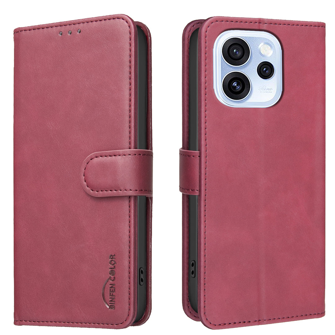 BINFEN COLOR För Oppo Reno15 F 5G BF37 Skal RFID-blockerande plånboksfodral i läder
