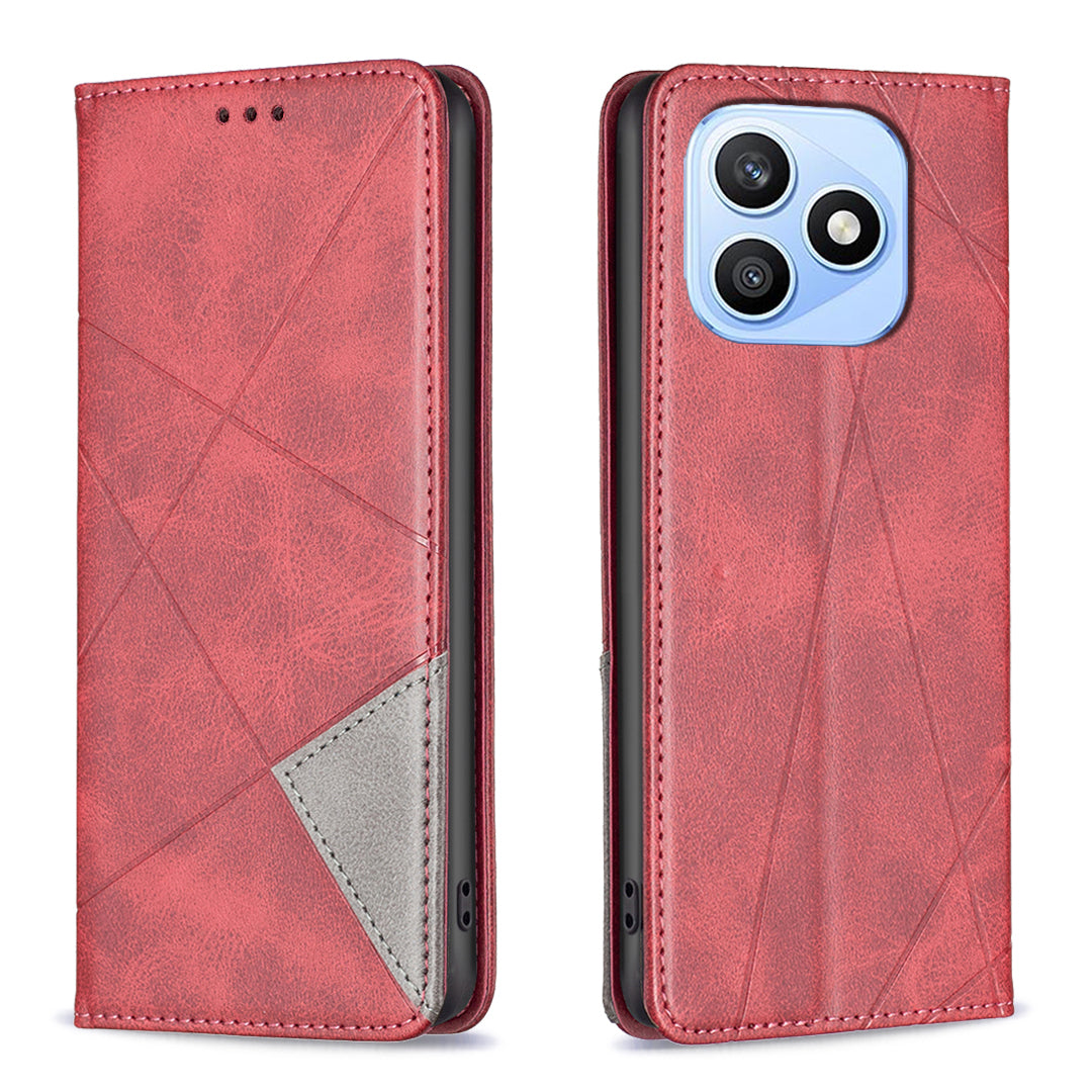 For Honor X8d 4G Etui Kortpladser Geometri Prægning Læder Telefoncover