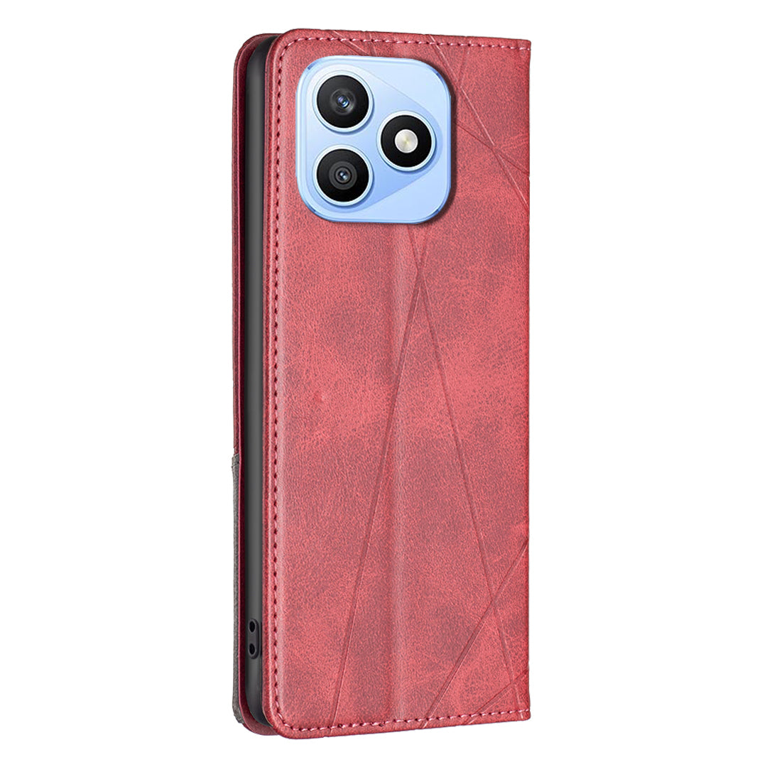 For Honor X8d 4G Etui Kortpladser Geometri Prægning Læder Telefoncover