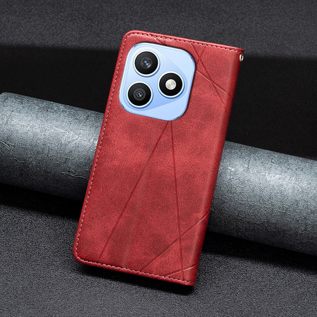 For Honor X8d 4G Etui Kortpladser Geometri Prægning Læder Telefoncover