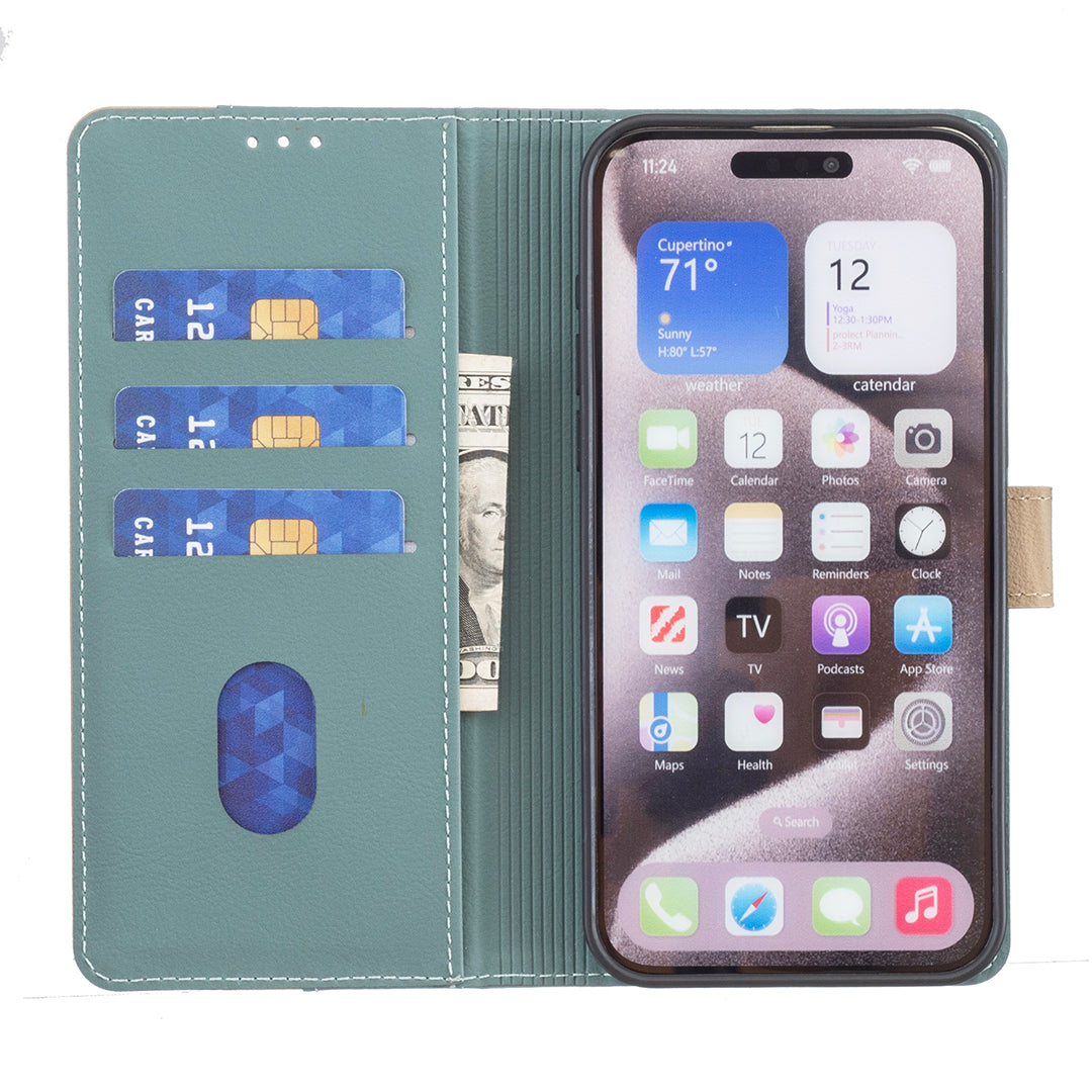 BINFEN COLOR For Honor X8d 4G Leather Case  Splicing Color RFID Blocking Wallet Stand Phone Cover