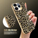 For Oppo Reno15 F 5G Case Electroplating Frame Leopard Pattern PC + TPU Hybrid Phone Cover