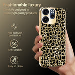For Oppo Reno15 F 5G Case Electroplating Frame Leopard Pattern PC + TPU Hybrid Phone Cover