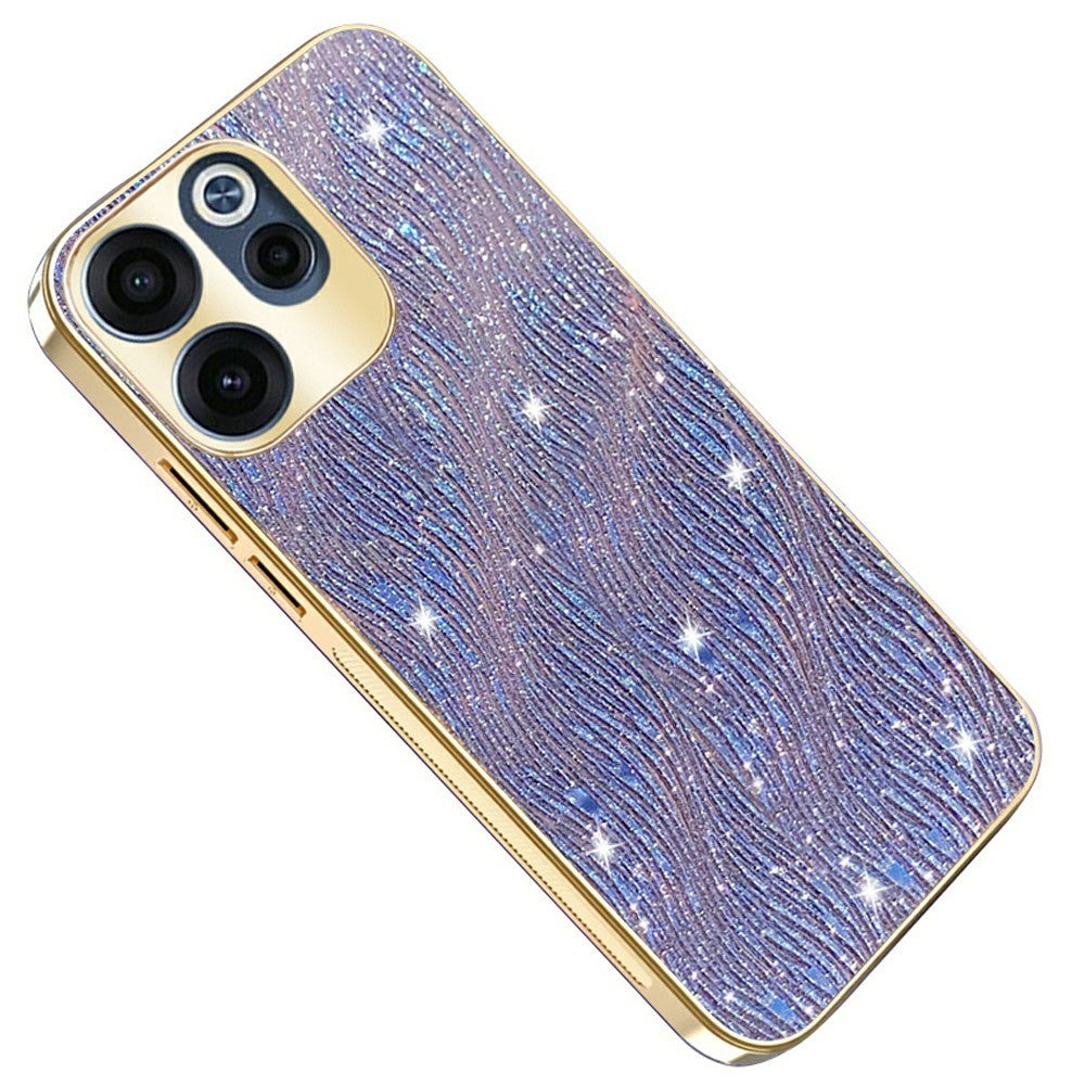 For Oppo Reno15 F 5G Case Electroplating Ripple Texture PU + TPU + PC Phone Back Cover