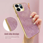 For Oppo Reno15 F 5G Case Electroplating Ripple Texture PU + TPU + PC Phone Back Cover