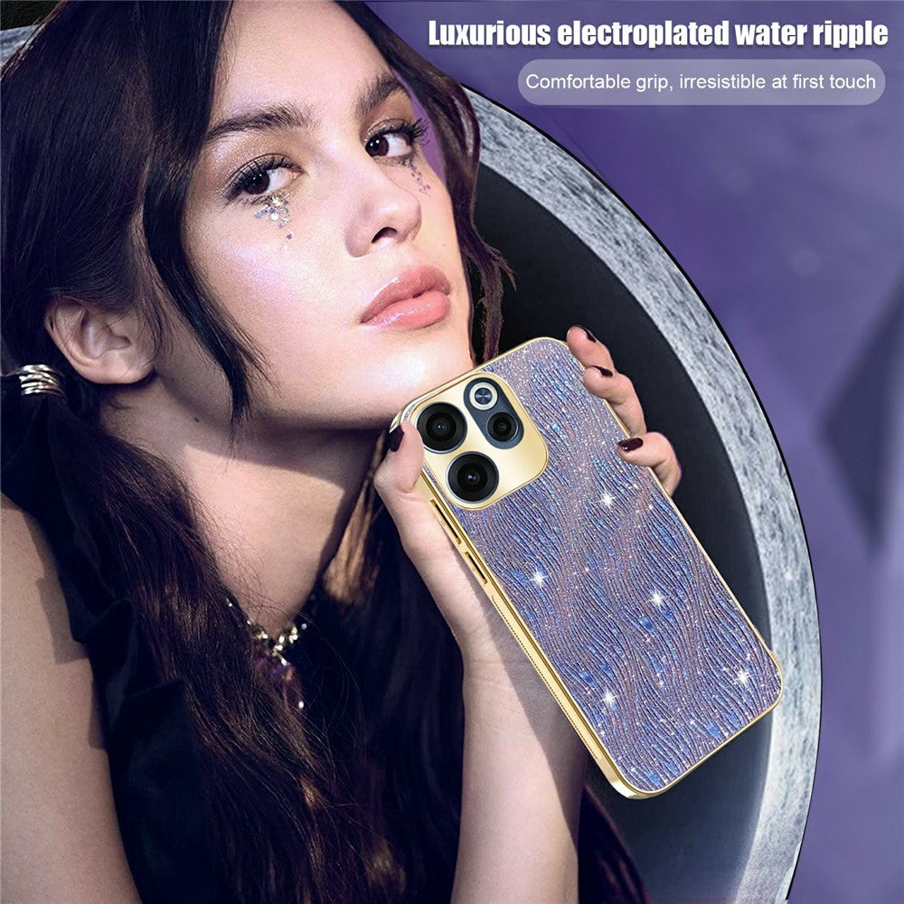 For Oppo Reno15 F 5G Case Electroplating Ripple Texture PU + TPU + PC Phone Back Cover